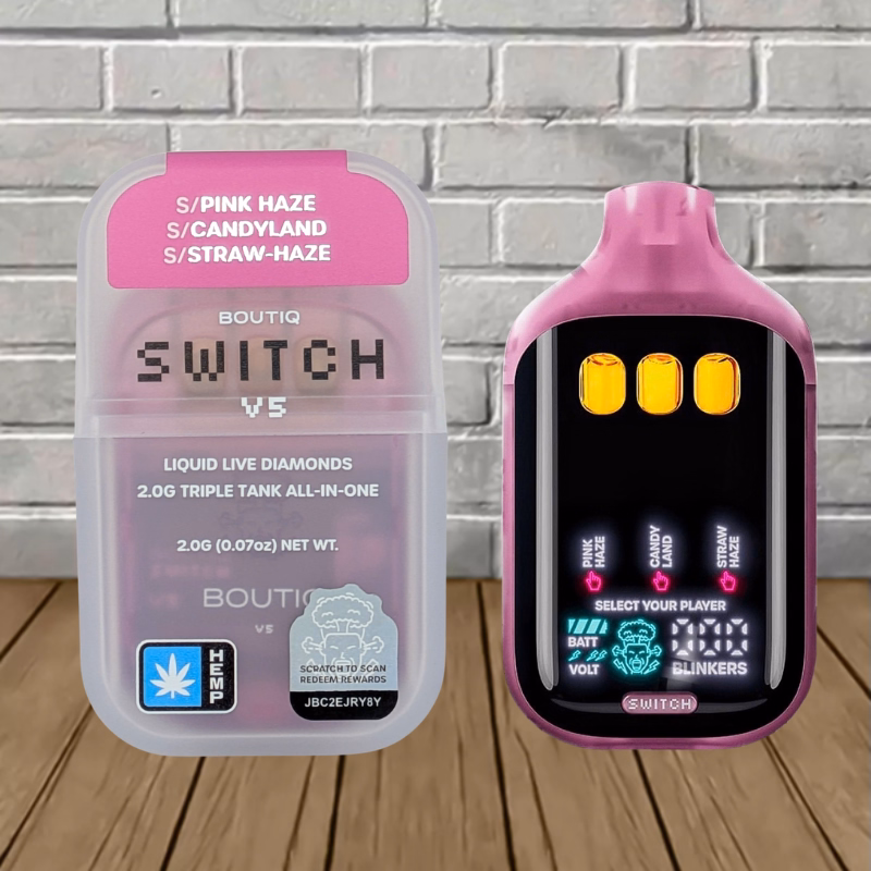Boutiq-Switch-V5-THCp-Disposable-2g-Pink-Haze-Sativa-Candyland-Sativa-Staw-Haze-Sativa Boutiq Switch V5 THCp Disposable 2g — Smoky Gardenz Shop | Premium CBD & Hemp Products